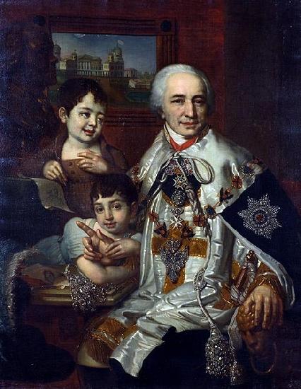 Vladimir Lukich Borovikovsky Portrait of count G.G. Kushelev with children oil painting picture